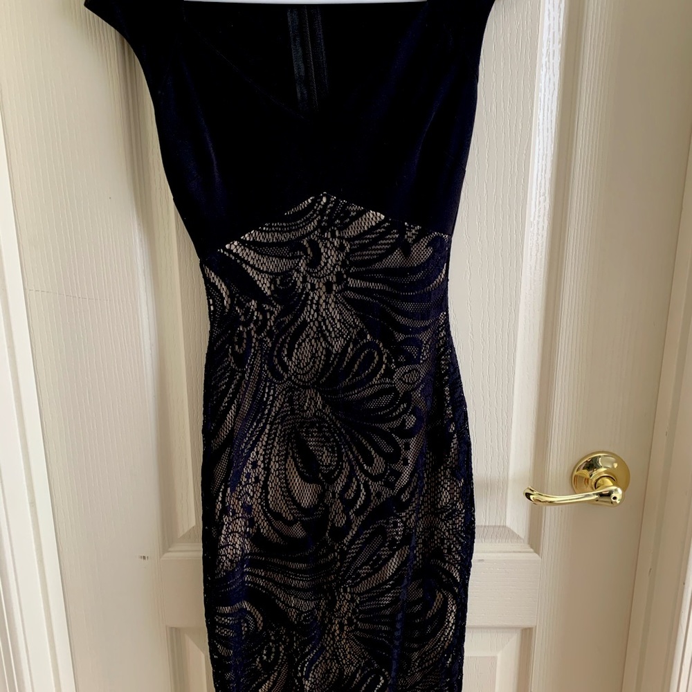 Black and champagne work/evening dress